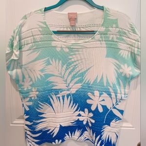 CHICO'S COTTON KNIT SUMMER TROPICAL PRINT TOP!
